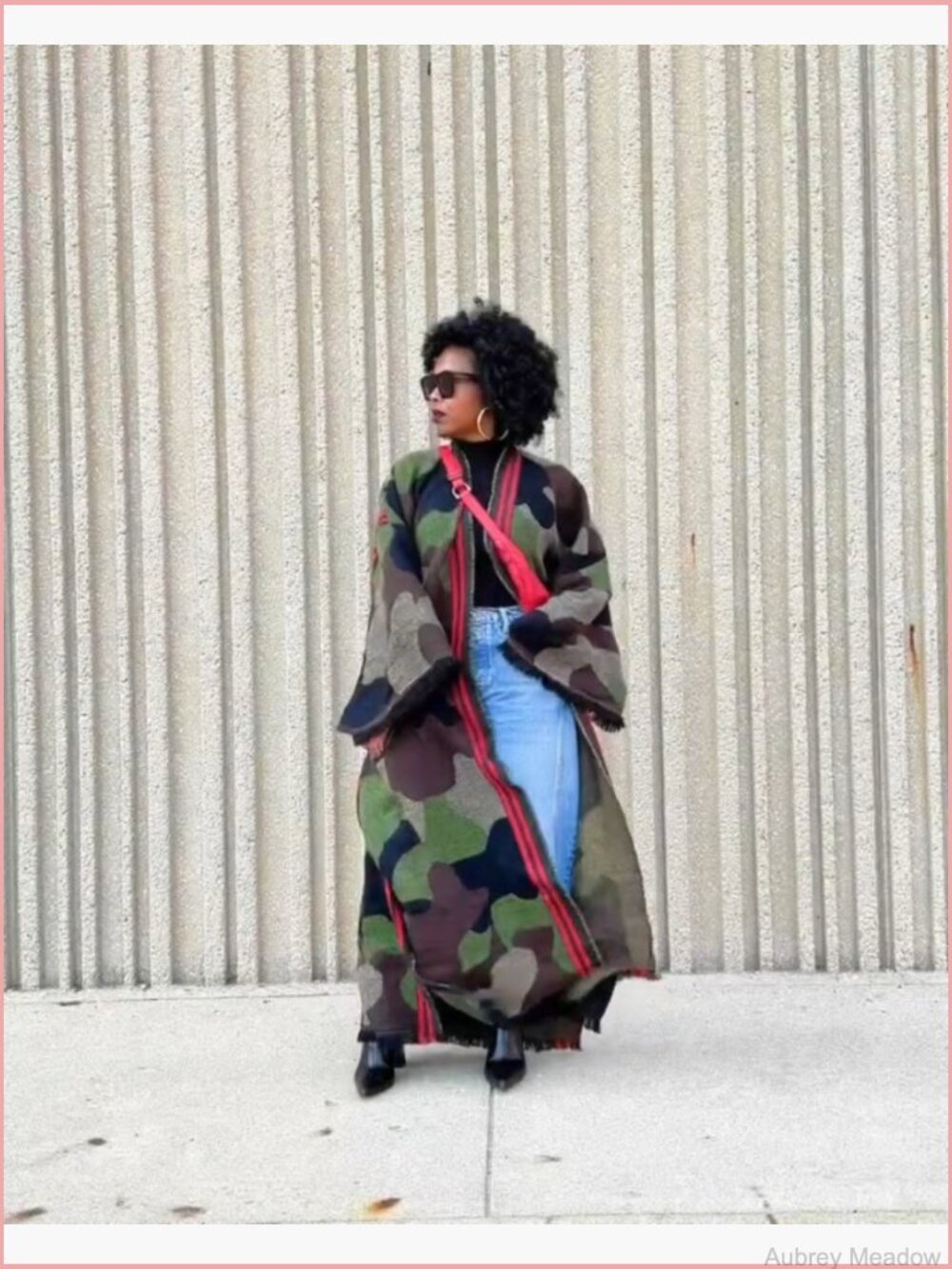 Long Camo Cardigan Poncho Open Front Fringe Knit Duster Kimono Maxi Cape Coat - Picture 7 of 7